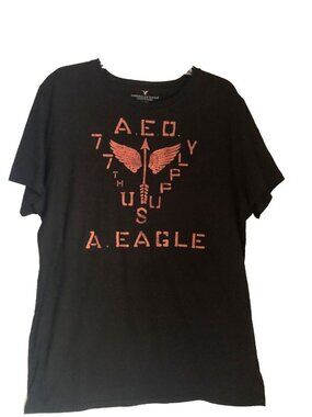American Eagle Men’s Black Shirt Vintage Large VTG